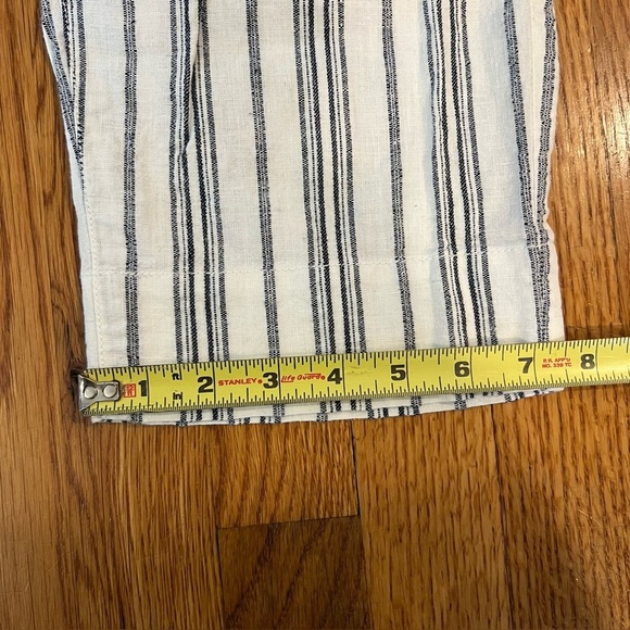 MADEWELL Linen Paperbag Pants White Cotton Dark Baltic Stripe AN839 Size 6 - Picture 8 of 16